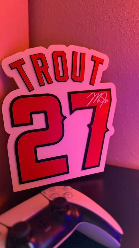 Mike Trout #27 Baseball Wall Sign